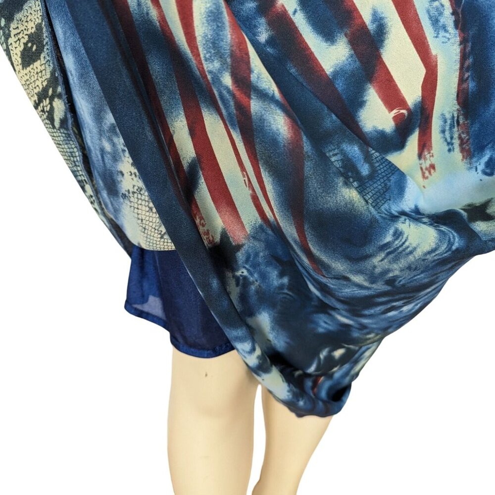 RAG Vintage sleeveless American Flag pathwork blue red maxi‎ dress 11 / 12 - Picture 10 of 12